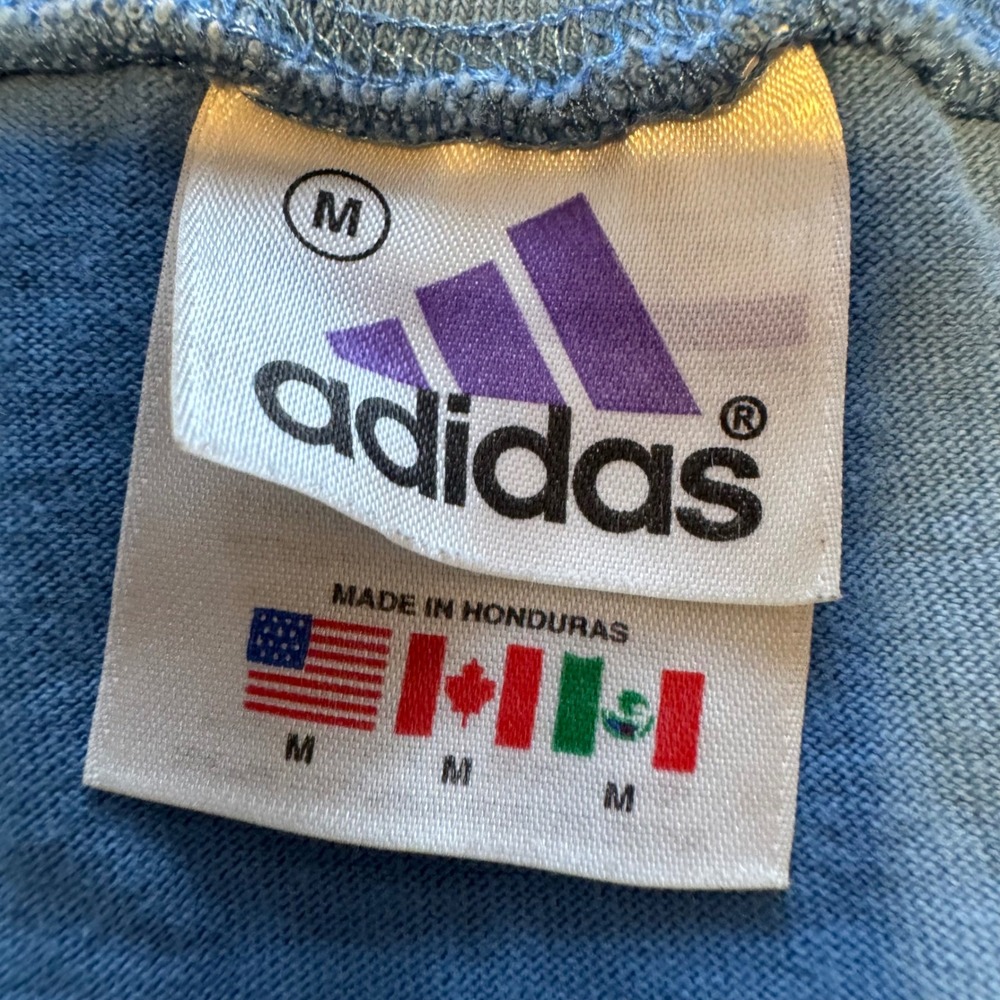 Vintage Y2K Adidas Girls Medium 8-10 Sleeveless Tank Top Blue 3-Stripe V-Neck - Picture 2 of 6